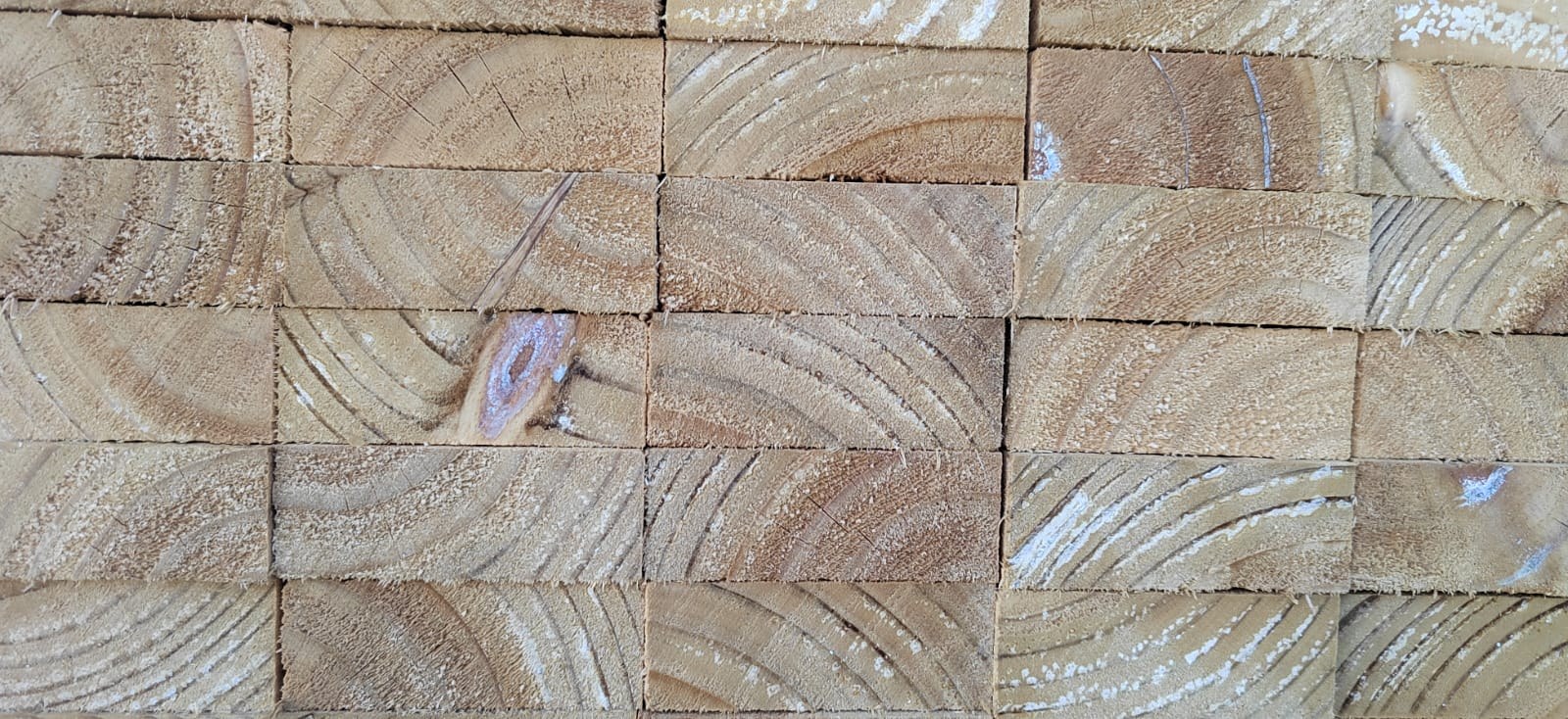 Close view of stacked lumber